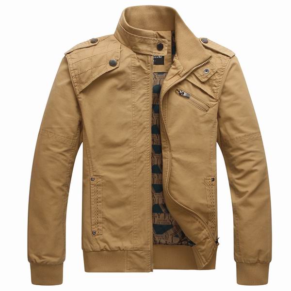 Mens Pure Cotton Washing Jacket Leisure Solid Stand Collar Jacket ...